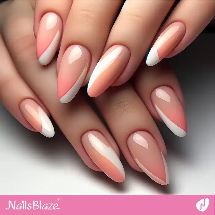 Diagonal French Peach Fuzz Nails | Color of the Year 2024 - NB1722